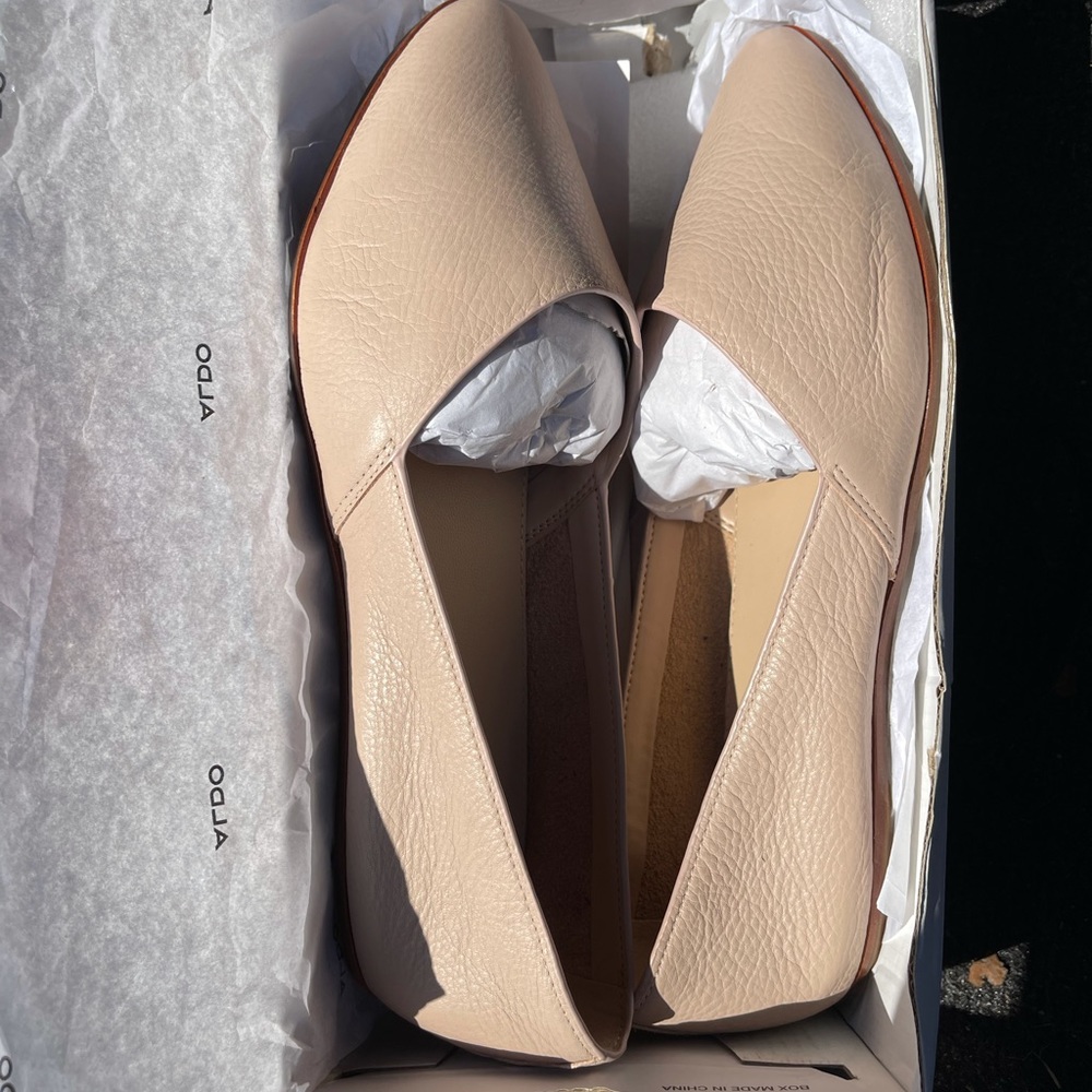 Aldo Blanchette nude flats size 10 wide new without box